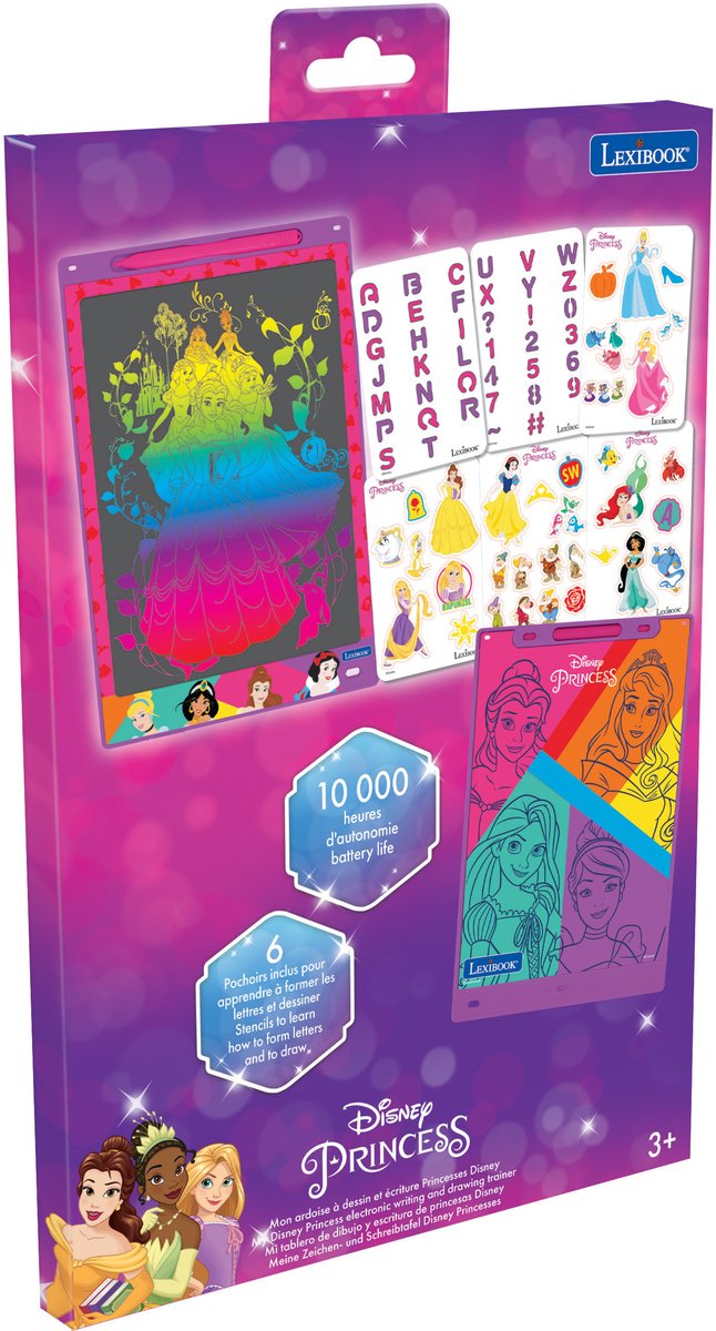 Lexibook Disney Princess 11'' mehrfarbiges E-Ink-Lern- und Zeichentablett mit Vorlagen