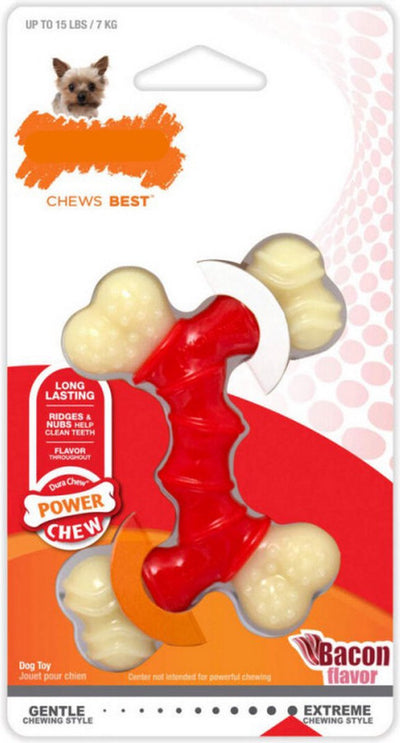 Nylabone Extreme Doppel-Kauknochen mit Speckgeschmack – für die kräftigsten Kauer – XS M XL – X-Small