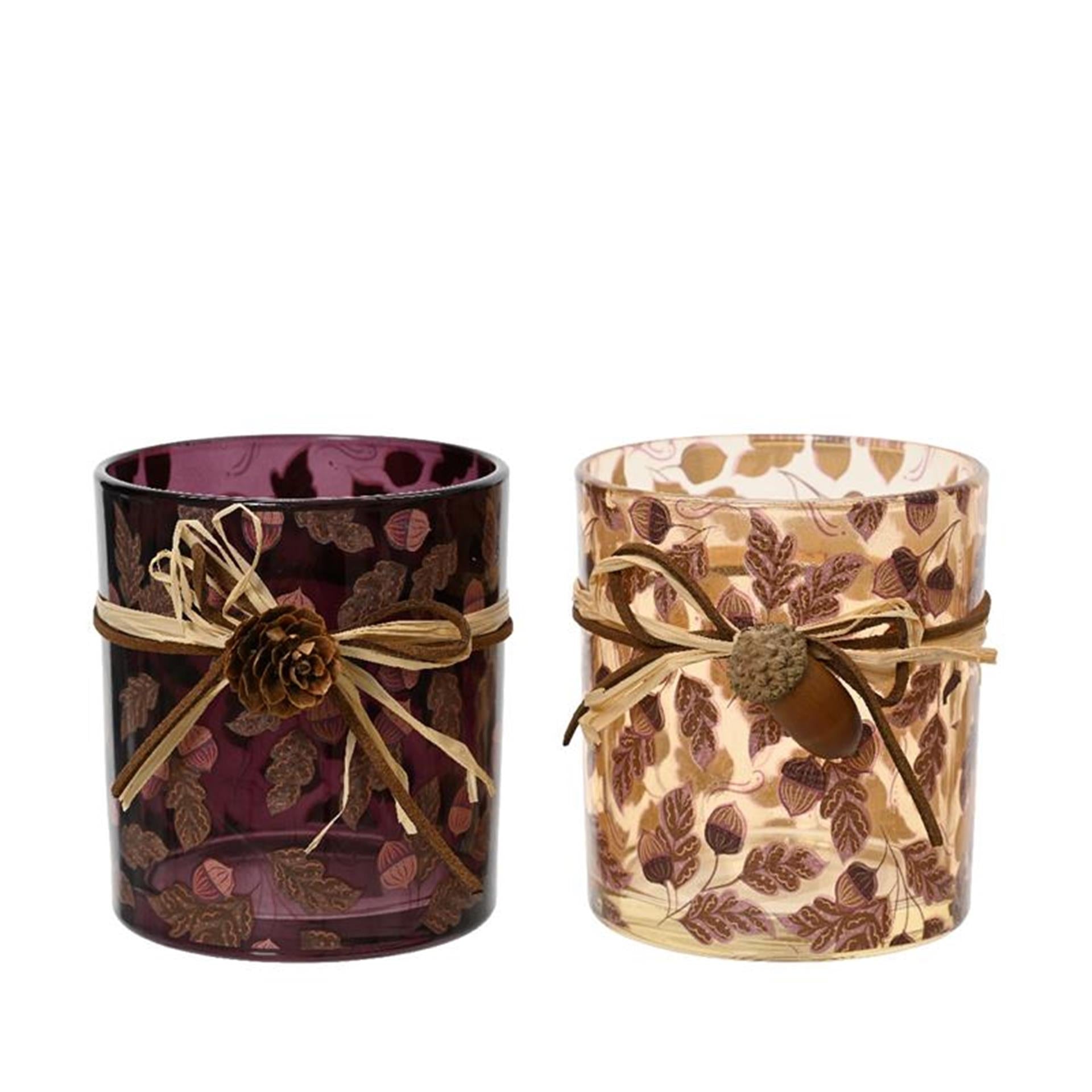 Decoris Teelichthalter aus Glas mit Eichel