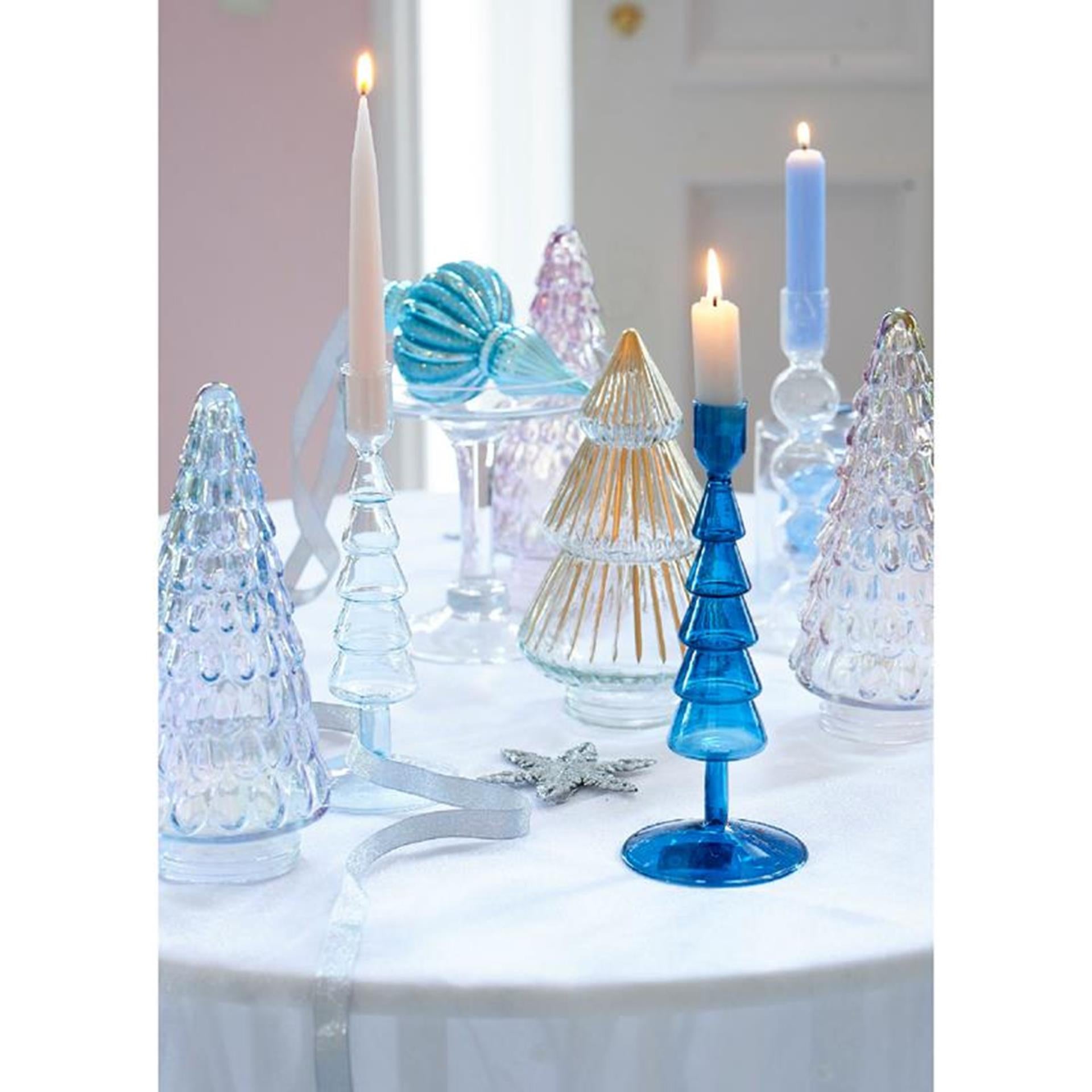 Decoris Statue Weihnachtsbaum Glas schillernd 23cm