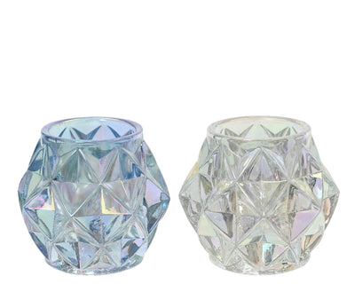 Decoris Teelichthalter Glas irisierend