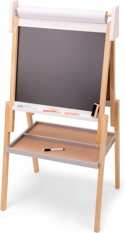 Woet® Holztafel – magnetisches Whiteboard – Kreidetafel – inklusive Buntstiften, Marker, Radiergummi und Papierrolle – ab 3 Jahren