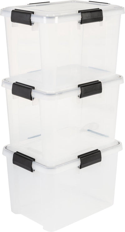 Luftdichte Aufbewahrungsbox Iris – 20 l – Kunststoff – transparent schwarz – 3er-Set