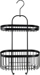 Wenko Duschablage 2-lagig Classic Plus Schwarz Mattschwarz 26x47cm - ohne Bohren - hängende Duschablage - Duschkorb - hängende Duschablage