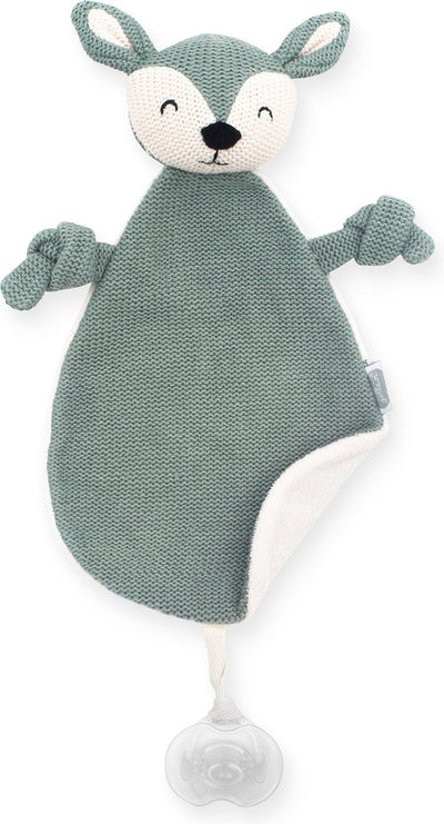 Jollein - Kuscheltuch Hirsch (Aschgrün) - Schnuller-Kuscheltier, Baby-Schnullertuch, Schnullertuch - Baumwolle