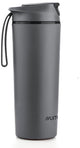 Muitomas Wasserflasche fällt nie herunter – Anti-Fall-Saugnapfsystem – rutschfester Griff – Thermokonstruktion – 450 ml – Schwarz