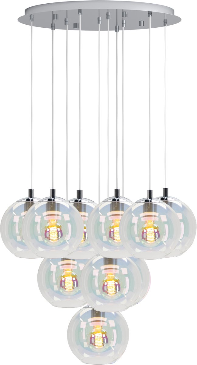 Eglo Ariscani 2 Hängelampe – E27 – ø 65,5 cm – chromfarbenes Glas