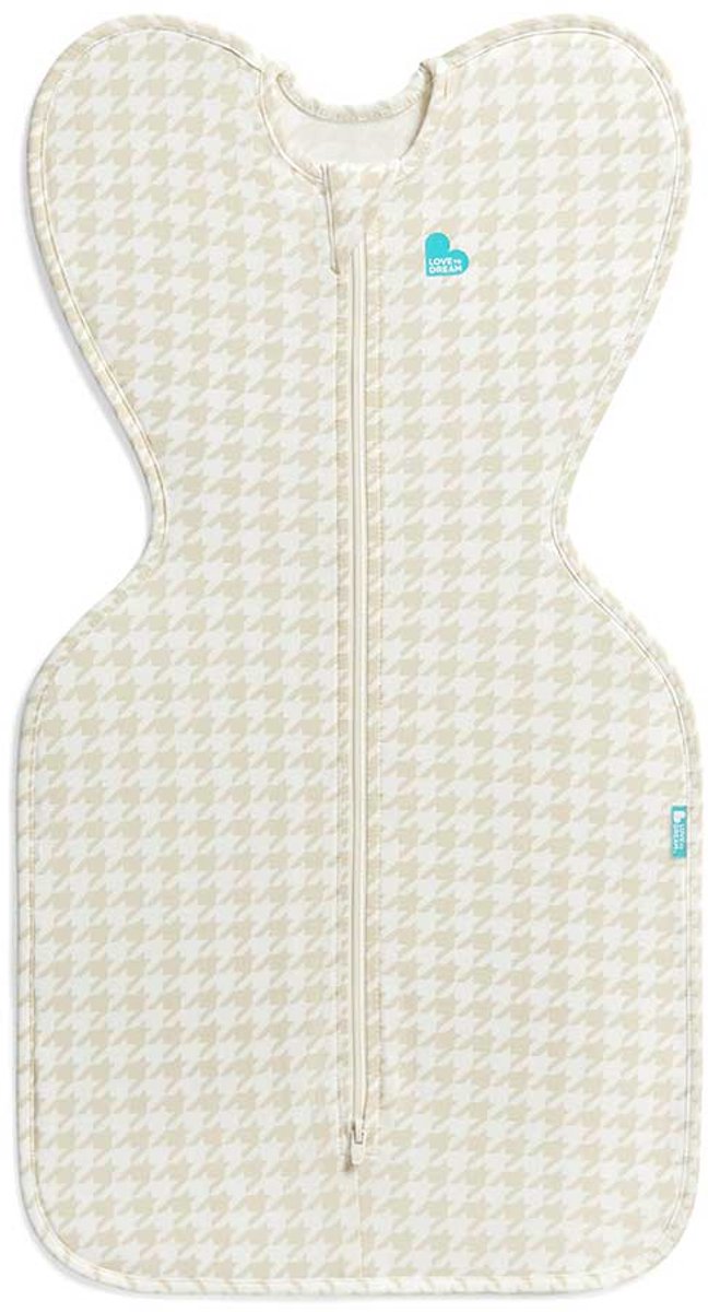 Love to dream™ Babyschlafsack swaddle up™ – Pucken – Baby 3–6 Monate – 6–8,5 kg – ganzjährig – 1,0 Tog – Hahnentrittmuster