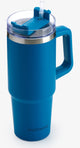 Muitomas Reisebecher – Reisebecher – doppelt isolierte Wand – praktischer Strohhalmgriff – 900 ml – blau