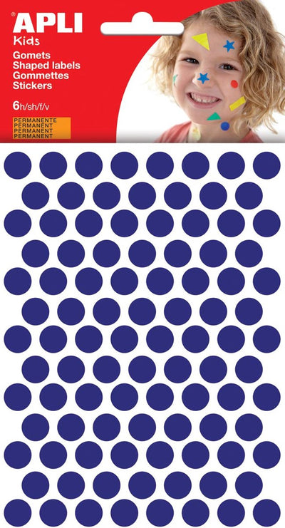 Apli Kinderaufkleber | Kreisdurchmesser 10 | 5mm | Blister mit 528 Stück | blau