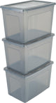 Iris Clearbox Aufbewahrungsbox – 70 l – Kunststoff – Grau – 3er-Set