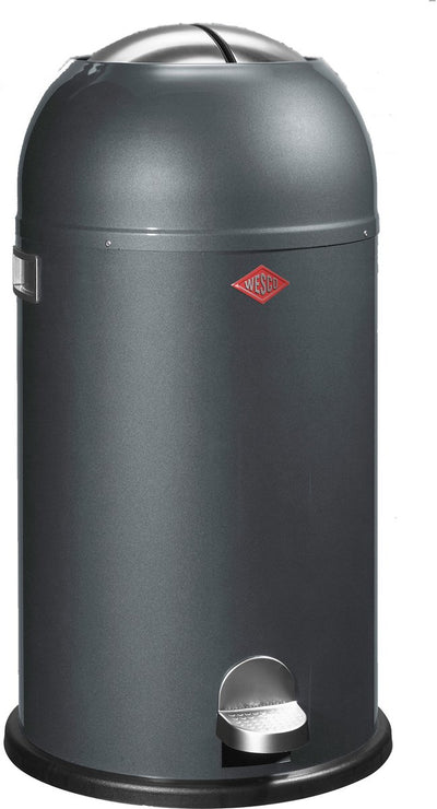 Wesco Kickmaster Abfallbehälter | Treteimer | 33 Liter | Metall - Graphit | Abfallbehälter - hergestellt in Deutschland