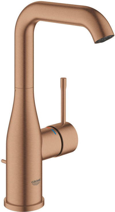 Grohe Essence neue Waschtischarmatur – hoher schwenkbarer Auslauf – mit Ablaufgarnitur – Sunset Gold (Mattbronze) – 32628dl1