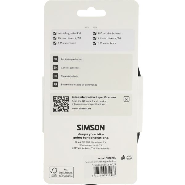 Simson Schaltzugset Shimano Nexus 4 7 8 schwarz Edelstahl