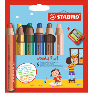 Stabilo Woody 3in1 farbige Stifte - 6 Farben