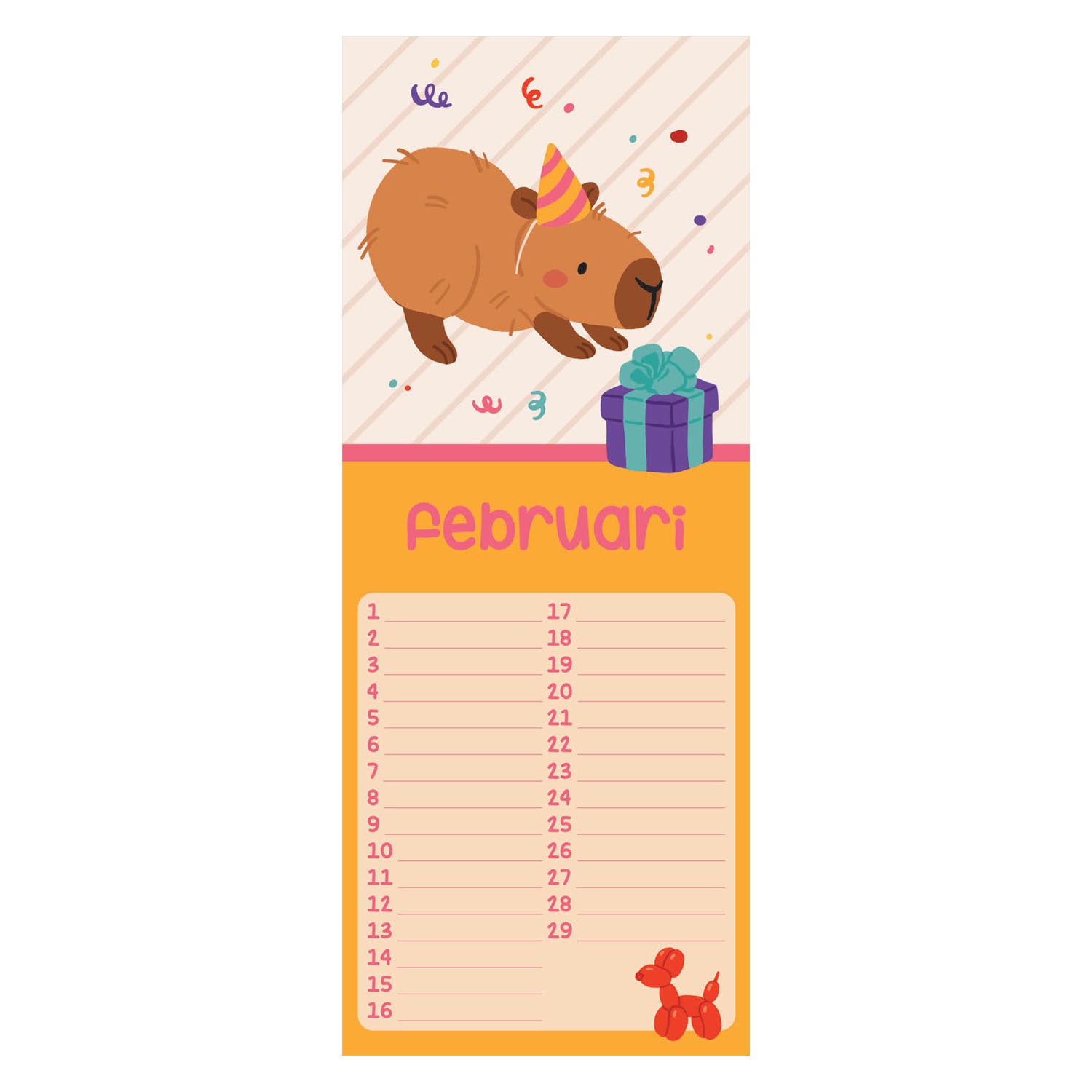 Geburtstagskalender - Capybara alle