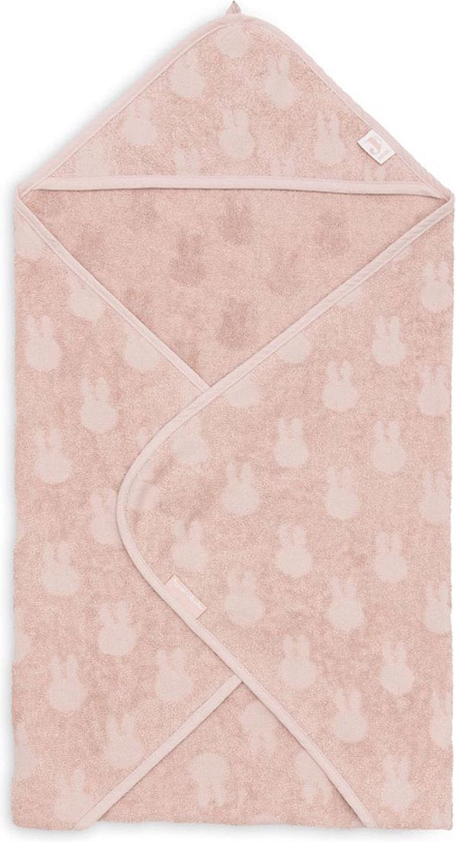 Jollein x Miffy - bath cape terry cloth 75x75cm - baby towel with bath cape, shawl, bath poncho miffy jacquard - wild pink