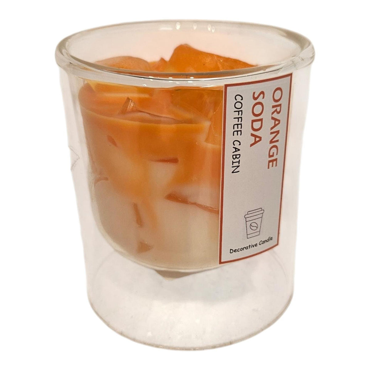 Duftkerze mit Mansion-Atmosphäre aus orangefarbenem Sodaglas, 7,4 x 8,4 cm