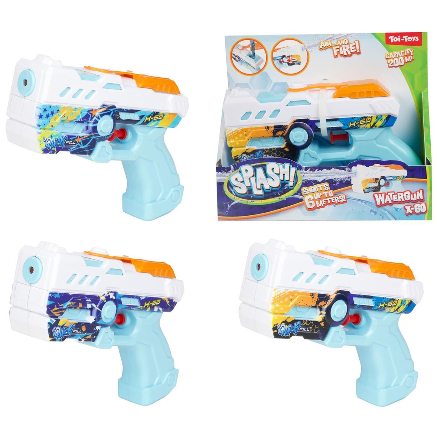 TOI-TOYS Spritzwasserpistole schnell füllen x60