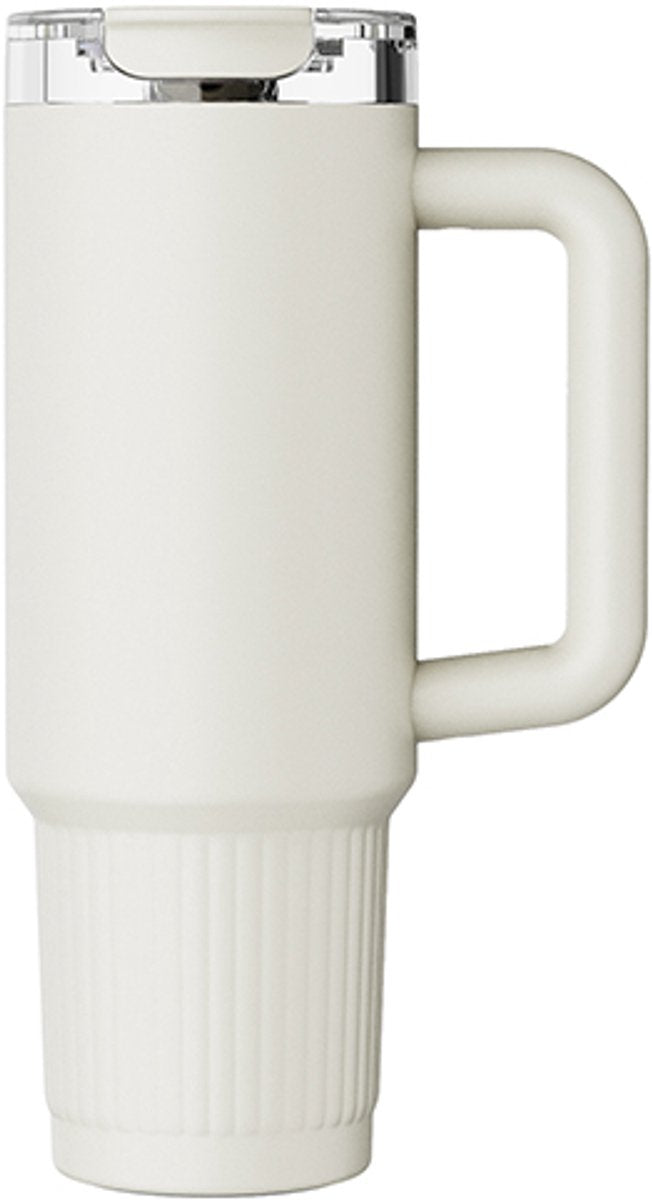 Sans Marque Kozie Thermobecher 980 ml – Edelstahl – doppelwandig isoliert – cremebeige – für heiße und kalte Getränke