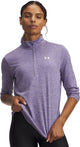 Under Armour Tech 1 2 Zip-Twist-PPL Damen-Sportpullover – Lila Luxus – Weiß