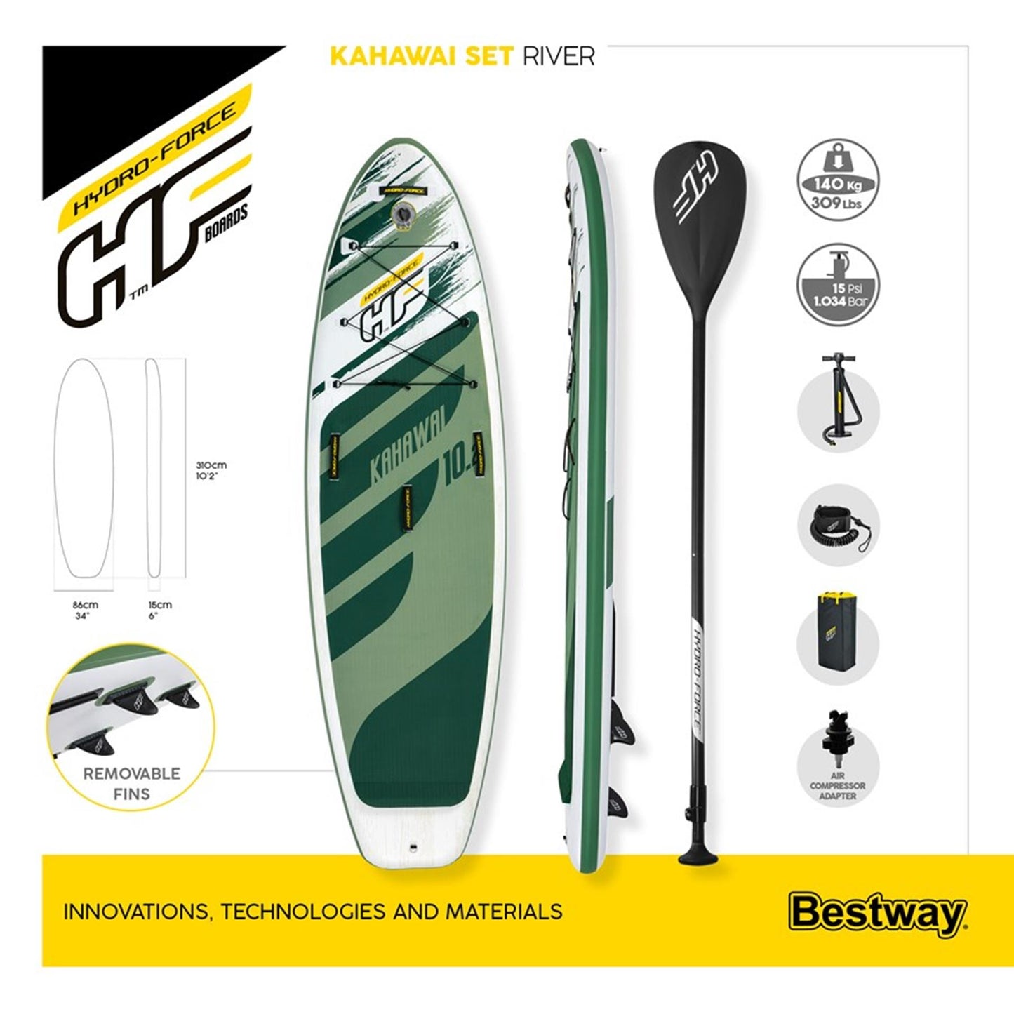 Bestway SUP Hydro-Force Kahawai Set aufblasbare 310x86x15 cm