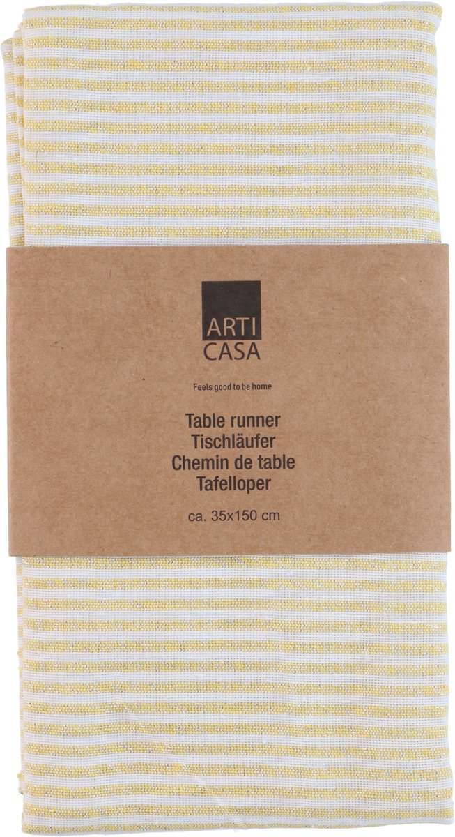 Arti casa Tischläufer 35x150 cm – Tischläufer gelb gestreift – Tischläufer für Esstisch – längliche Tischdekoration – gelb weiß
