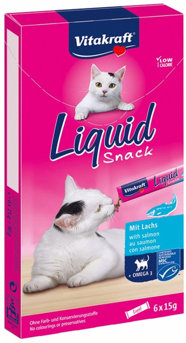 Vitakraft cat liquid - salmon omega - cat snack - 6 pcs