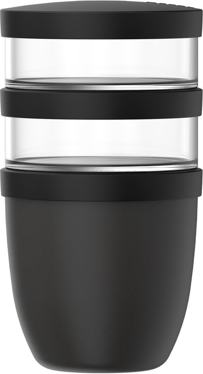 Mepal Lunchpot 3-teilig Ellipse - 500 + 200 + 200 ml - mit 2 Fächern - Joghurtbecher und Müslibecher to go - gefriergeeignet. Mikrowelle und Geschirrspüler – Nordic Black