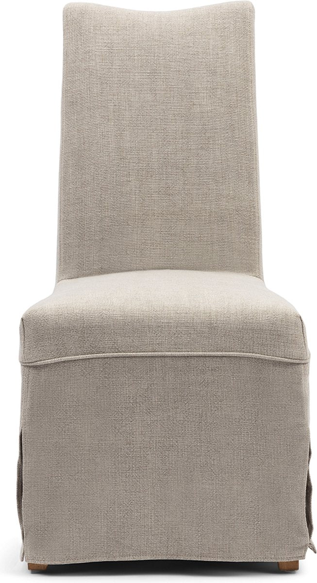 Esszimmerstuhl Riviera Maison ohne Armlehne – loser Bezug von Monti DC – Baumwolle, Viskose, Leinen, Gummibaumholz – Beige