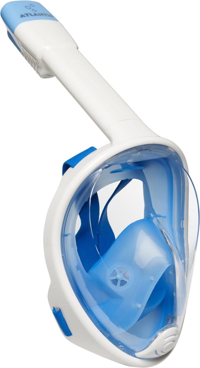 Atlantis Schnorchelmaske - Taucherbrille - Schnorchel - Schnorchelset - Vollgesichtsmaske - Erwachsene - Weiß Blau - S m