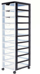 Iris Easygrip Kommode – 10 Schubladen x 7,5 l – Kunststoff – schwarz transparent – mit Rollen
