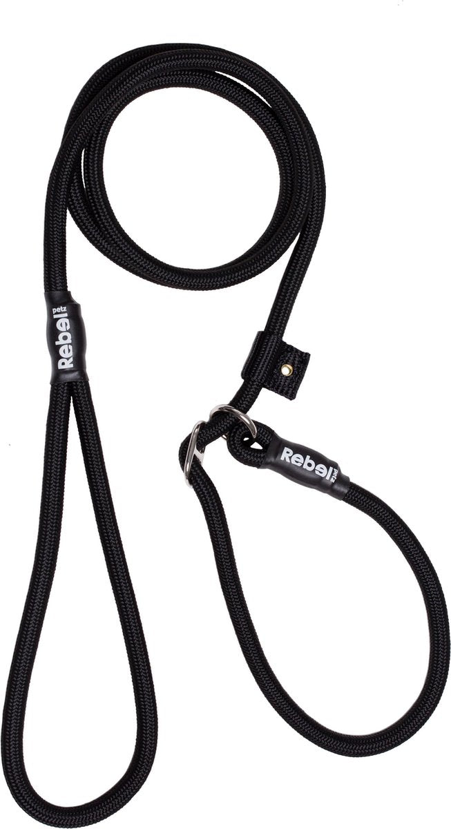 Rebel Petz Hundeleine – Trainingsleine – Schwarz – S – 8 mm x 140 cm