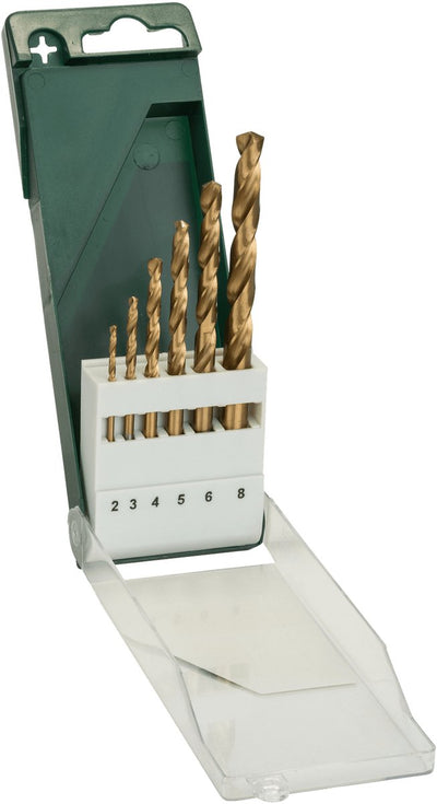 Bosch - 6-teiliges Metallbohrer-Set HSS-Zinn, DIN 338 2,0; 3,0; 4,0; 5,0; 6,0; 8,0 mm