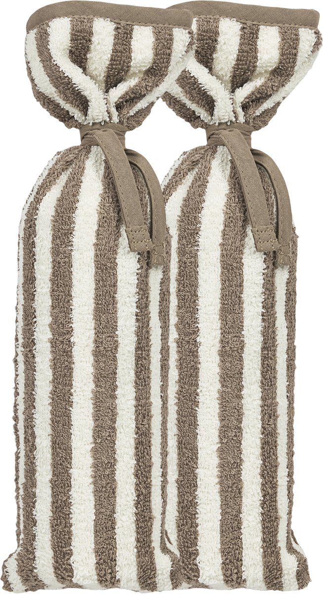 Meyco Baby Meyco Wärmflascheneinlage – Frottee-Jacquard-Fettstreifen – Taupe – 2er-Pack