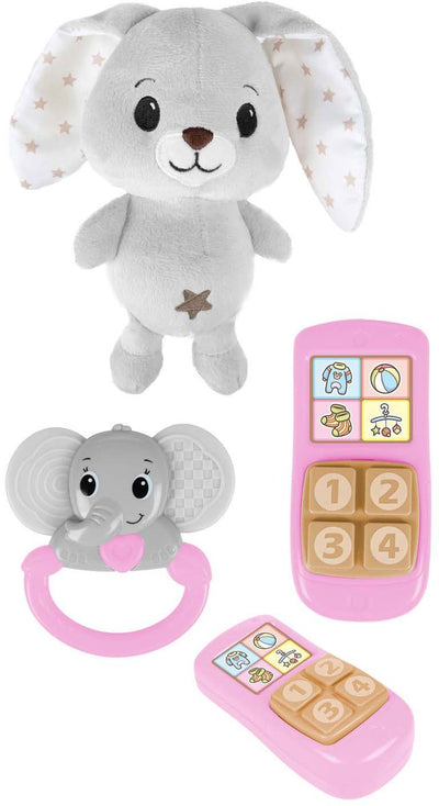 Toi-toys Little Stars Baby Kuscheltier Plüschhase mit Rassel und Telefon, 3-tlg.