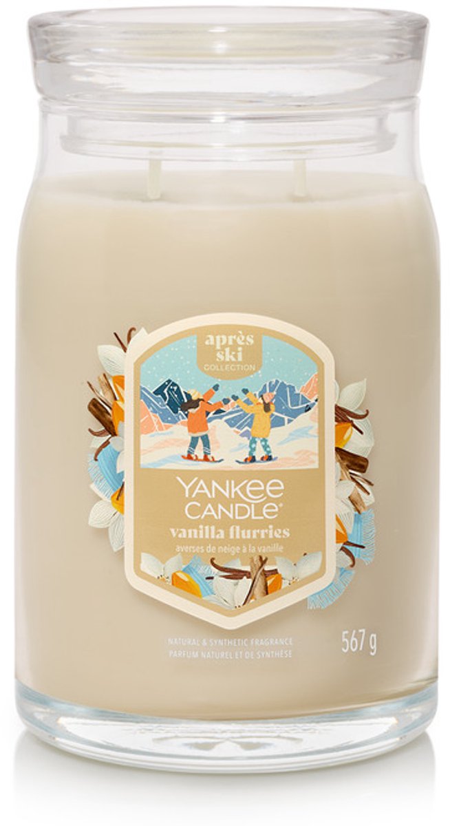 Yankee Candle – Vanilla Flurries Duftkerze im großen Glas – 90 Brennstunden – zwei Dochte