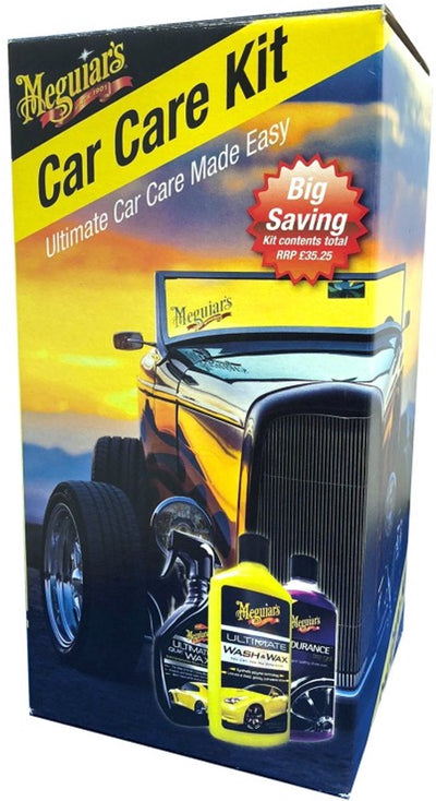 Meguiar's Autopflegeset 3-teiliges Reinigungsset – ultimatives Waschwachs – ultimatives Schnellwachs – Ausdauer-Hochglanz-Reifengel – 473 ml