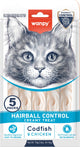 Wanpy – Lecker-Snack mit Funktion – Kabeljau-Hähnchen – Haarballenbekämpfung – 5 x 5 Sticks à 14 Gramm