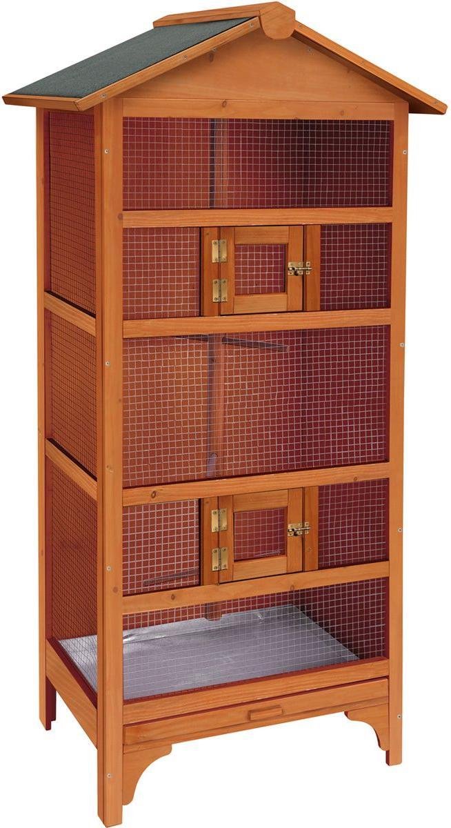 Flamingo-Voliere klassisch Nevada braun – Holzvoliere für draußen drinnen – 78x57x157,5 cm – Vogelkäfig Holz