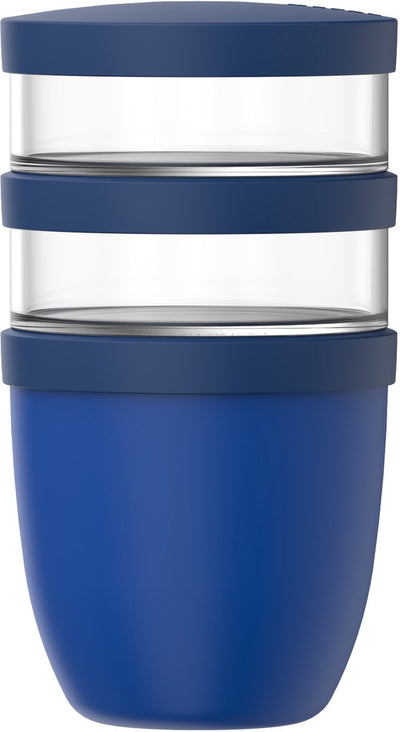 Mepal Lunchpot 3-teilig Ellipse - 500 + 200 + 200 ml - mit 2 Fächern - Joghurtbecher und Müslibecher to go - gefriergeeignet. Mikrowelle und Geschirrspüler – leuchtendes Blau