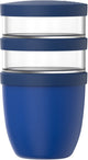 Mepal Lunchpot 3-teilig Ellipse - 500 + 200 + 200 ml - mit 2 Fächern - Joghurtbecher und Müslibecher to go - gefriergeeignet. Mikrowelle und Geschirrspüler – leuchtendes Blau
