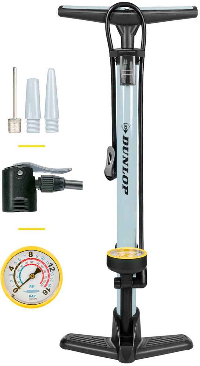 Dunlop -Fahrradpumpe grau mit Druckmesser