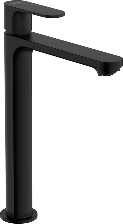 Hansgrohe rebris s – Waschtisch-Mischbatterie – Einhebelbedienung – Kaltstart-Energieeinsparung – Ecosmart+ Wassereinsparung – mit Ablaufgarnitur – Größe 240 mm – mattschwarz