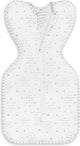 Love to dream™ Babyschlafsack swaddle up™ – Pucken – Baby 0–3 Monate – 3,5–6 kg – Sommer – 0,2 Tog – weiß mit Text