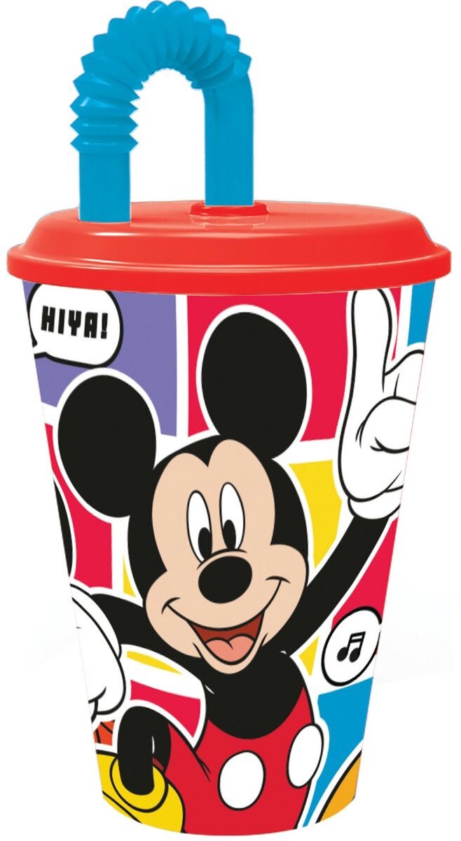 Mickey Mouse Trinkbecher mit Strohhalm Kind – 430 ml