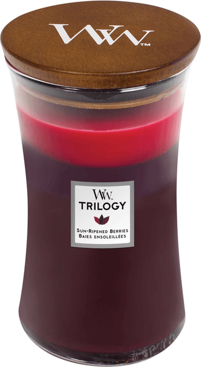 Woodwick Hourglass Trilogy große Duftkerze – sonnengereifte Beeren – 130 Brennstunden