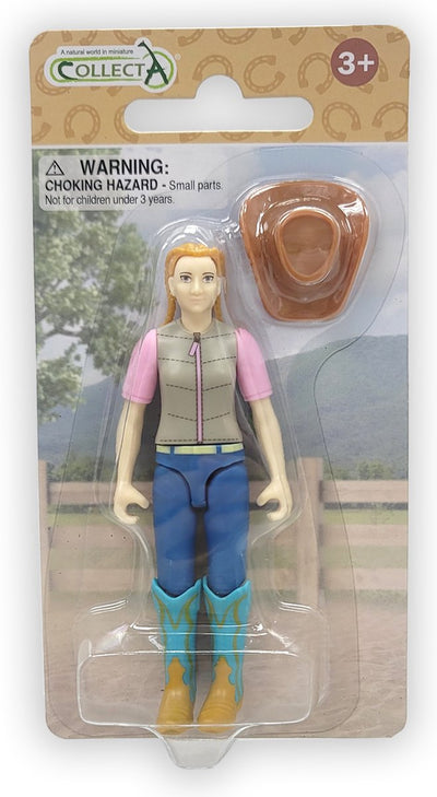 Collecta Figurenset - Hobbyreiterin mit Cowgirlhut - Pferde - handbemalt - Miniatur