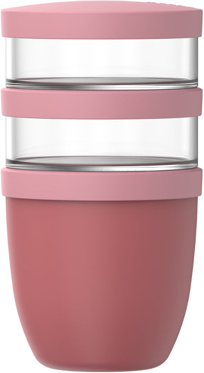 Mepal Lunchpot 3-teilig Ellipse - 500 + 200 + 200 ml - mit 2 Fächern - Joghurtbecher und Müslibecher to go - gefriergeeignet. Mikrowelle und Geschirrspüler – lebendiges Lila