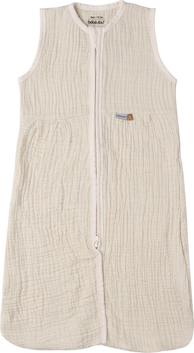 Bébé-jou bebe-jou hydrophiler Sommerschlafsack aus reiner Baumwolle, Sand, 90 cm